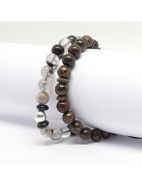 Bracelet homme en PIERRE NATURELLE de bronzite