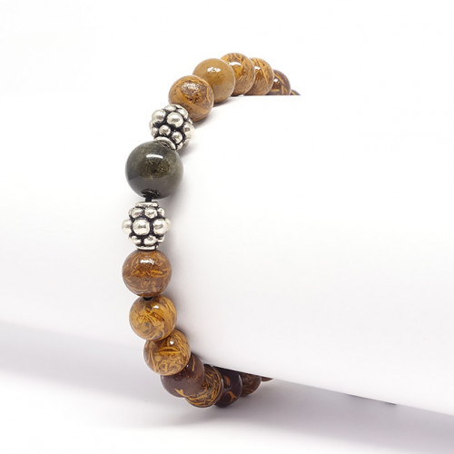 Jaspe fossile et obsdienne dorée