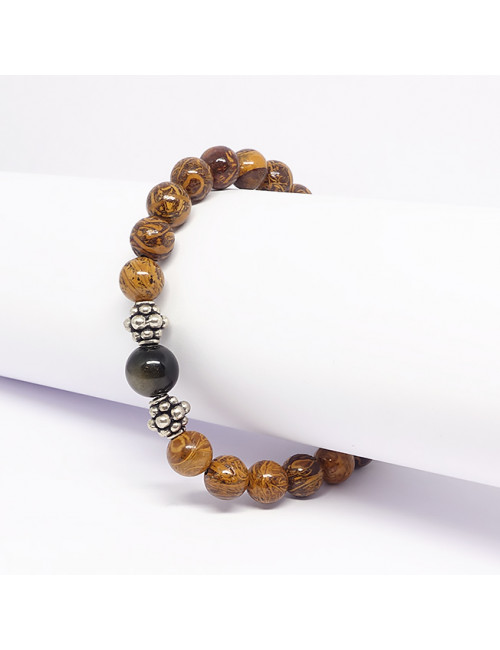 Jaspe fossile et obsdienne dorée