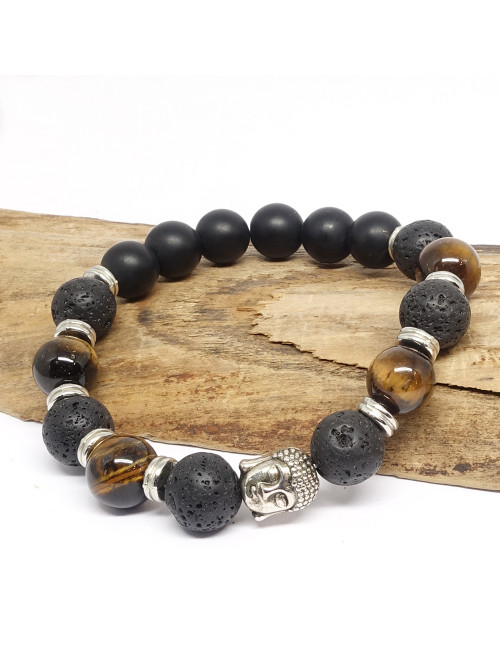 Lave, oeil de tigre et onyx mat