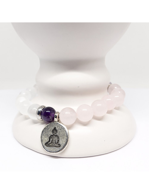 Améthyste, sélénite et quartz rose