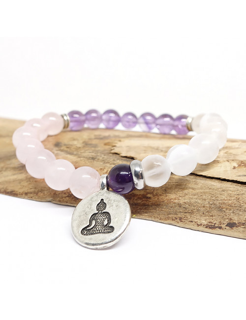Améthyste, sélénite et quartz rose