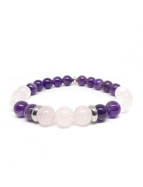 Améthyste, sélénite et quartz rose