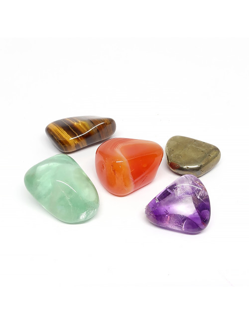 Pyrite, Oeil De Tigre, Cornaline, Fluorite