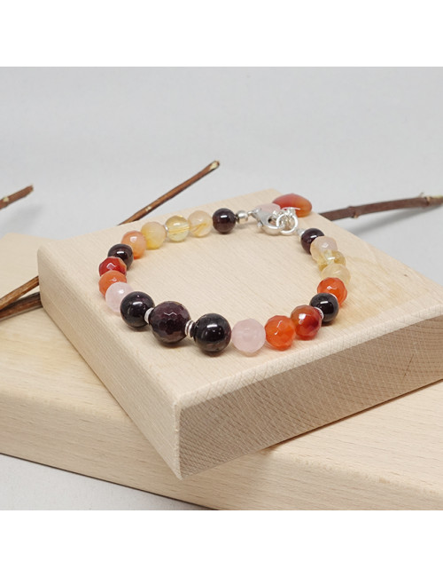 Cornaline, citrine, grenat et quartz rose