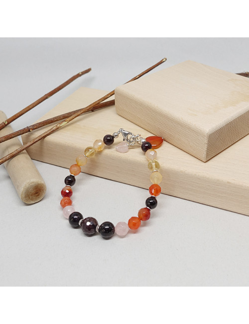 Cornaline, citrine, grenat et quartz rose