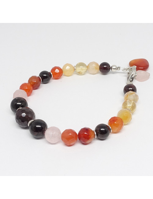 Cornaline, citrine, grenat et quartz rose