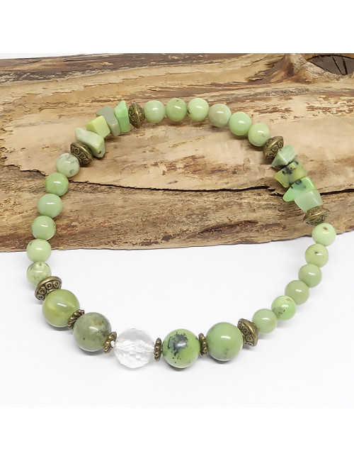 Chrysoprase et cristal de roche