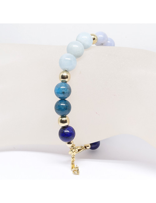 Lapis Lazuli, aigue-marine, apatite et calcédoine