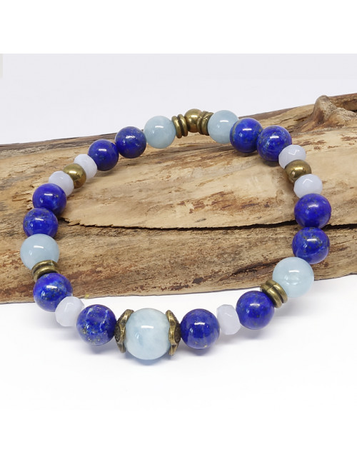 Lapis lazuli, calcédoine et aigue-marine