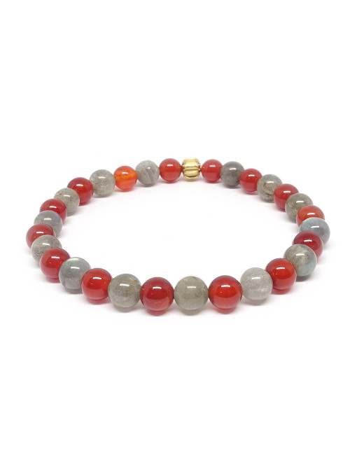 Bracelet extensible en PIERRE Cornaline et labradorite