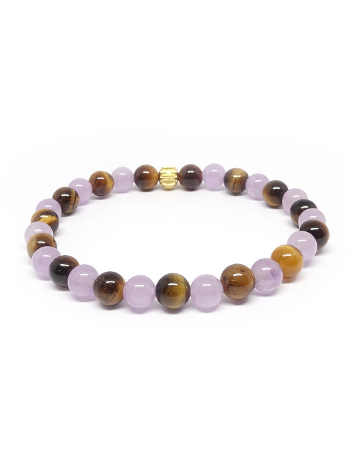 Oeil de tigre et améthyste lavande