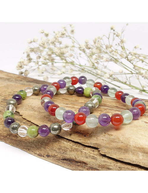 Cornaline, fluorite et améthyste