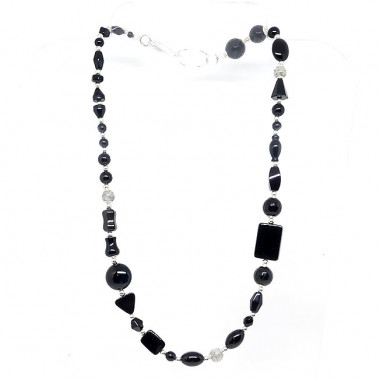 Collier Quartz tourmaline et onyx