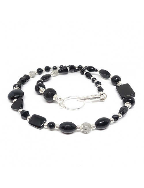 Collier Quartz tourmaline et onyx