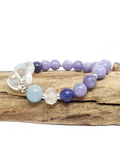 Calcite bleue, cristal de) roche, sodalite et aigue-marine