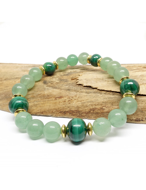 Bijoux en PIERRE naturelle de malachite et d'aventurine.