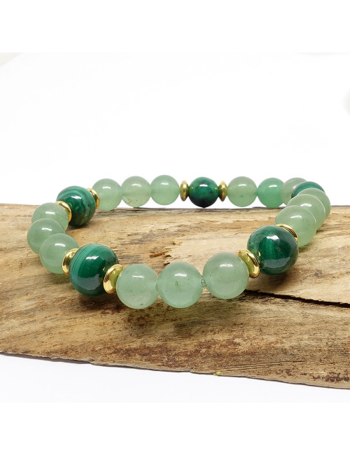 Bijoux en PIERRE naturelle de malachite et d'aventurine.