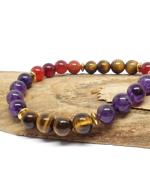 Cornaline, améthyste et oeil de tigre