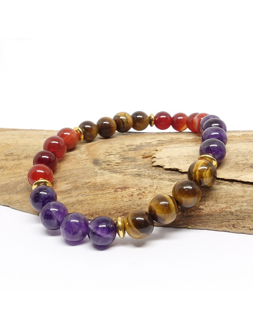 Cornaline, améthyste et oeil de tigre