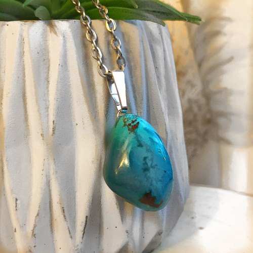 Pendentif Chrysocolle sur chaîne