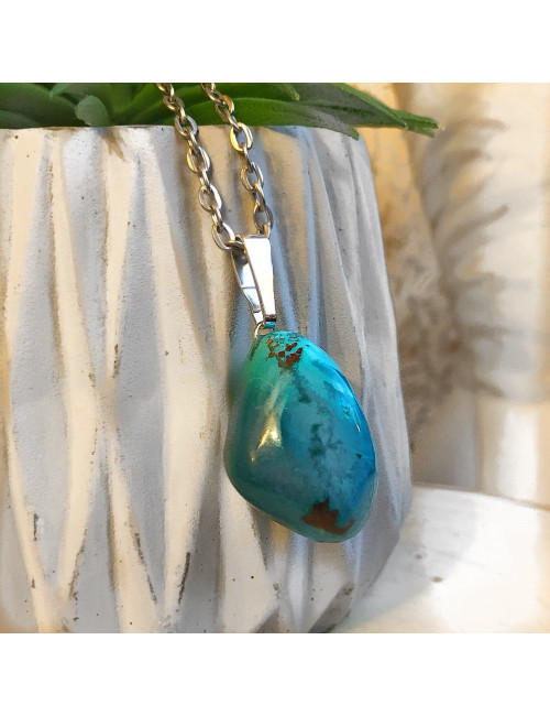 Pendentif Chrysocolle sur chaîne