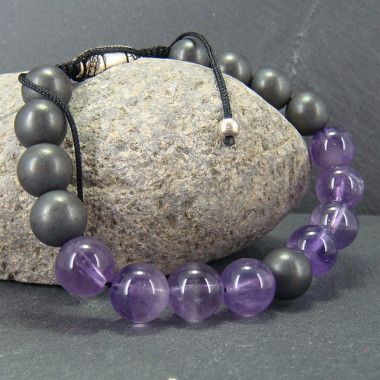 Bracelet homme oeil de tigre et hématite