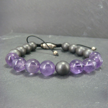 Bracelet homme oeil de tigre et hématite