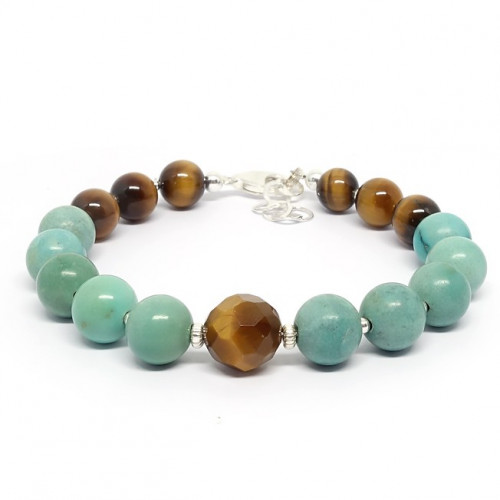 Bracelet turquoise et labradorite facettée