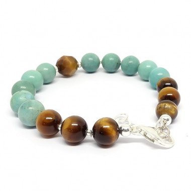 Bracelet turquoise et labradorite facettée