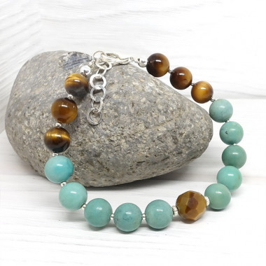 Bracelet turquoise et labradorite facettée
