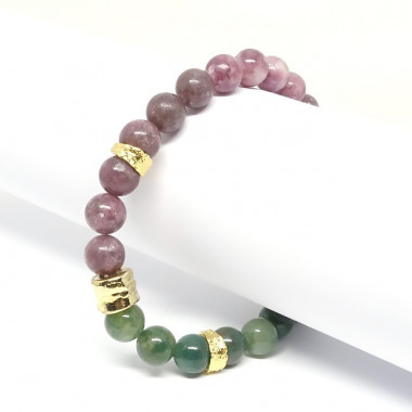 Lépidolite et labradorite, Bracelet extensible
