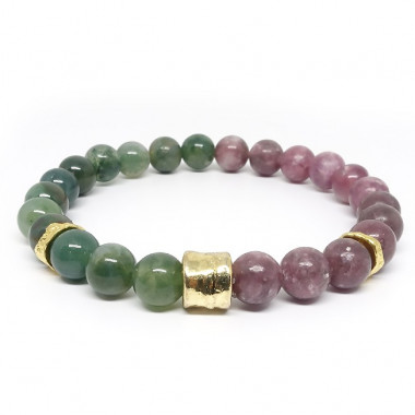 Lépidolite et labradorite, Bracelet extensible