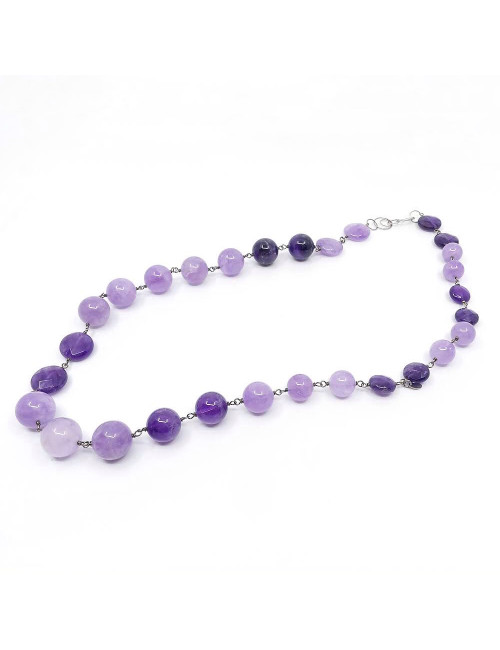 Luxueux sautoir en améthyste et argent 925