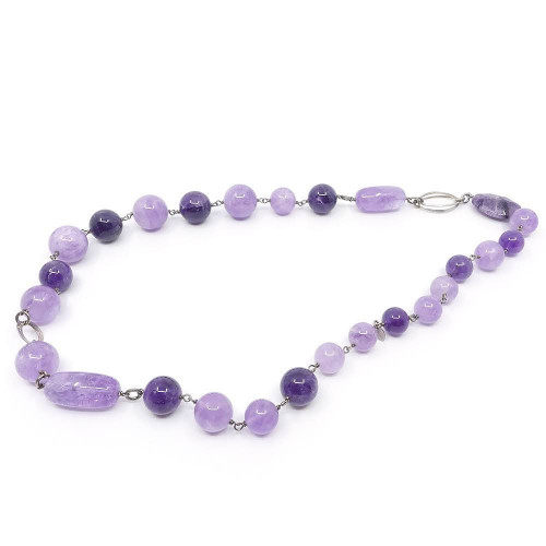 Sautoir de luxe en améthyste et argent 925