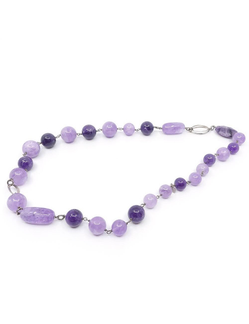 Sautoir de luxe en améthyste et argent 925