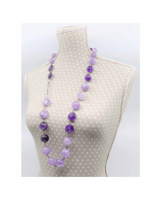 Luxueux sautoir en améthyste et argent 925