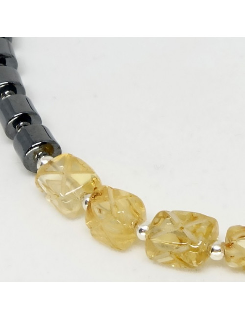 Citrine et hématite, bracelet