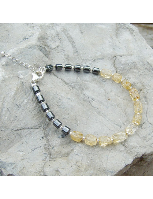 Citrine et hématite, bracelet
