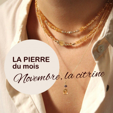 Collier en PIERRE NATURELLE de citrine avec gold filled 14k