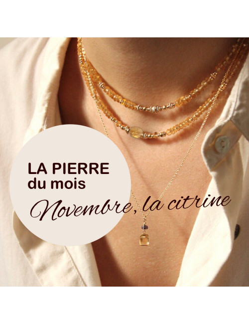 Collier en PIERRE NATURELLE de citrine avec gold filled 14k
