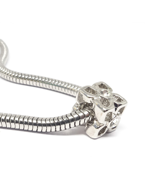 Perle large trou cube avec petits strass