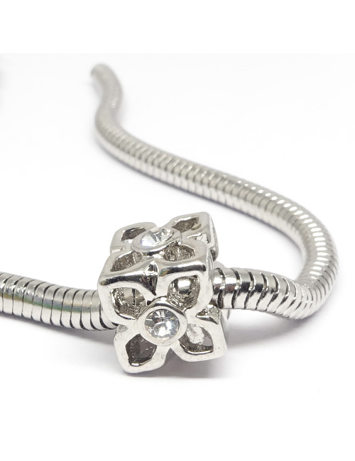 Perle large trou cube avec petits strass