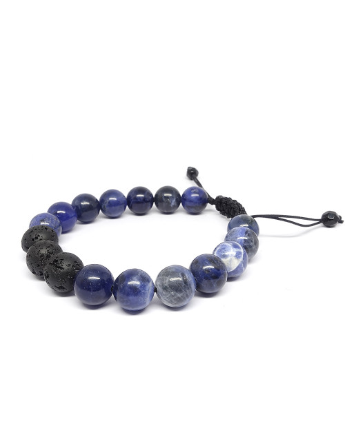 Bracelet homme en PIERRE NATURELLE sodalite et lave