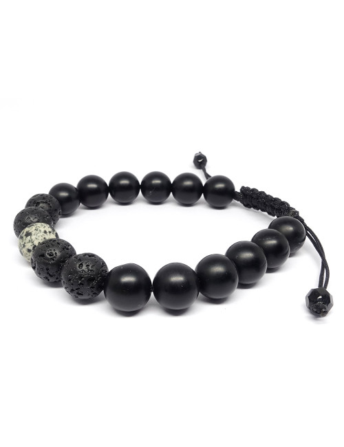 Lave, onyx mate et jaspe dalmatien, Bracelet homme