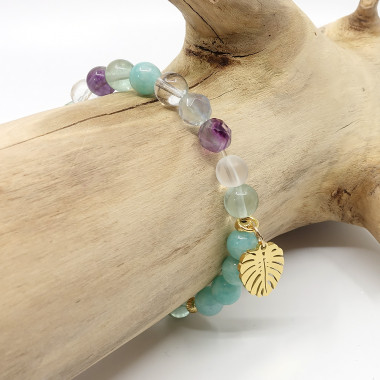 BRACELET CLARTÉ en pierre amazonite, fluorite et cristal de roche. Garder un esprit clair et réactif.