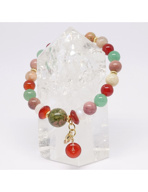 Cette association de pierres travaille sur le chakra du Cœur & le chakras Sacré