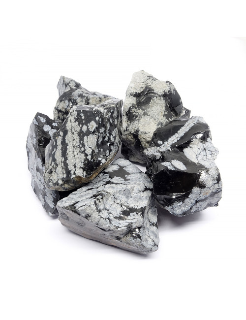 Morceau brut du minéral obsidienne neige