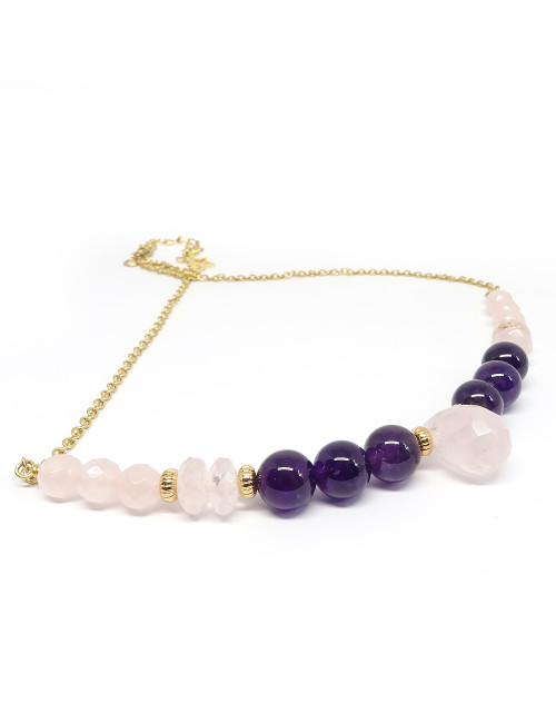 Matière noble, Améthyste et quartz rose. pierres naturelles et véritable dans le plus grand respect de l'environnement.