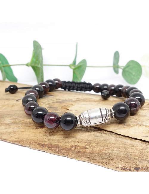 Grenat et obsidienne noire